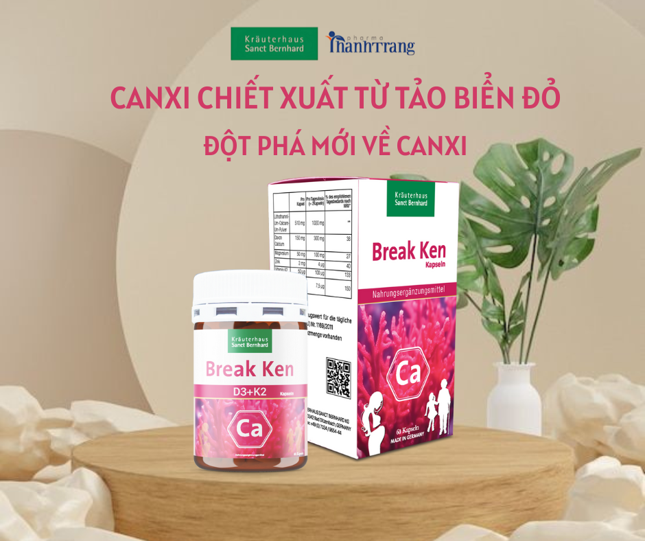 Canxi tảo biển đỏ tăng cường hấp thụ không gây táo bón