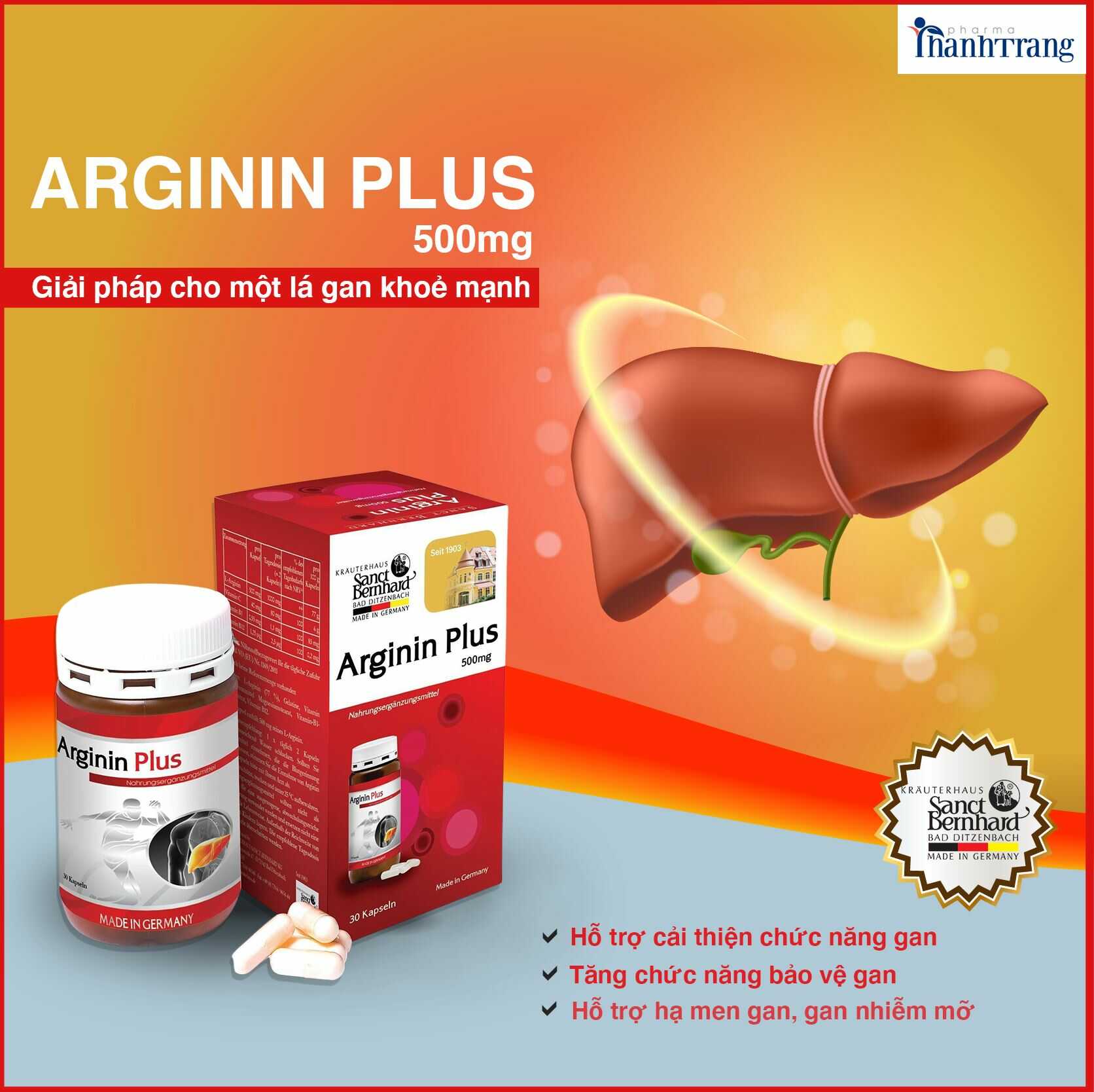 Bảo vệ, giải độc gan bằng Thực phẩm bảo vệ sức khoẻ ARGININ PLUS 500MG
