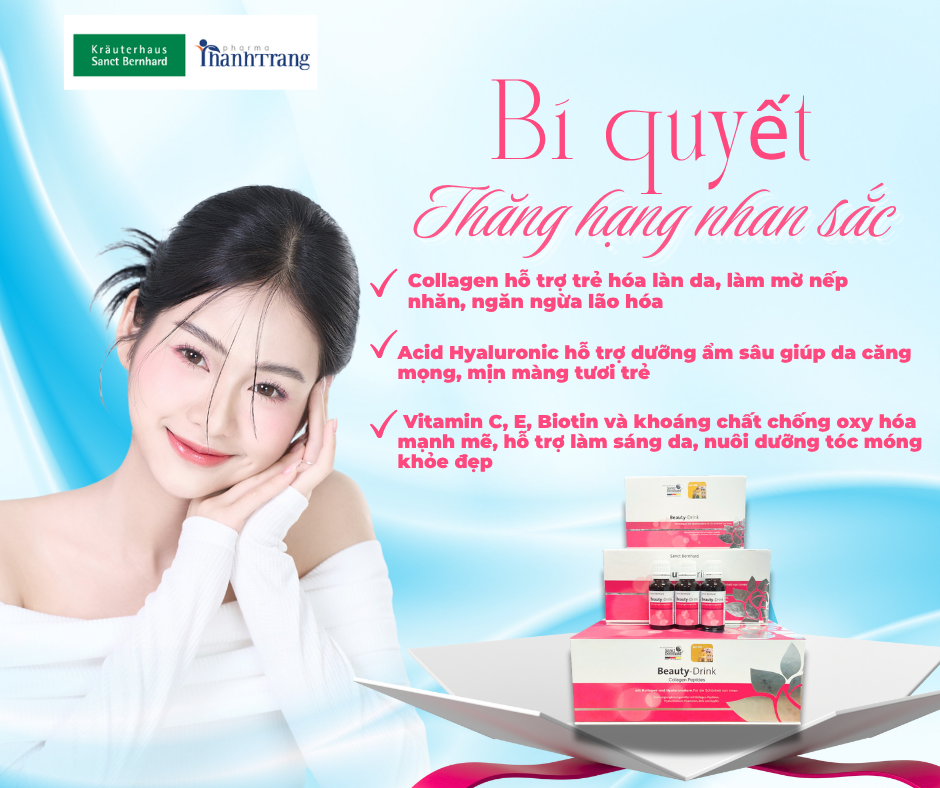 Uống collagen Beauty Drink là sản phẩm collagen dạng nước cao cấp, kết hợp collagen peptide độ tinh khiết cao với vitamin C, biotin và các chất chống oxy hóa