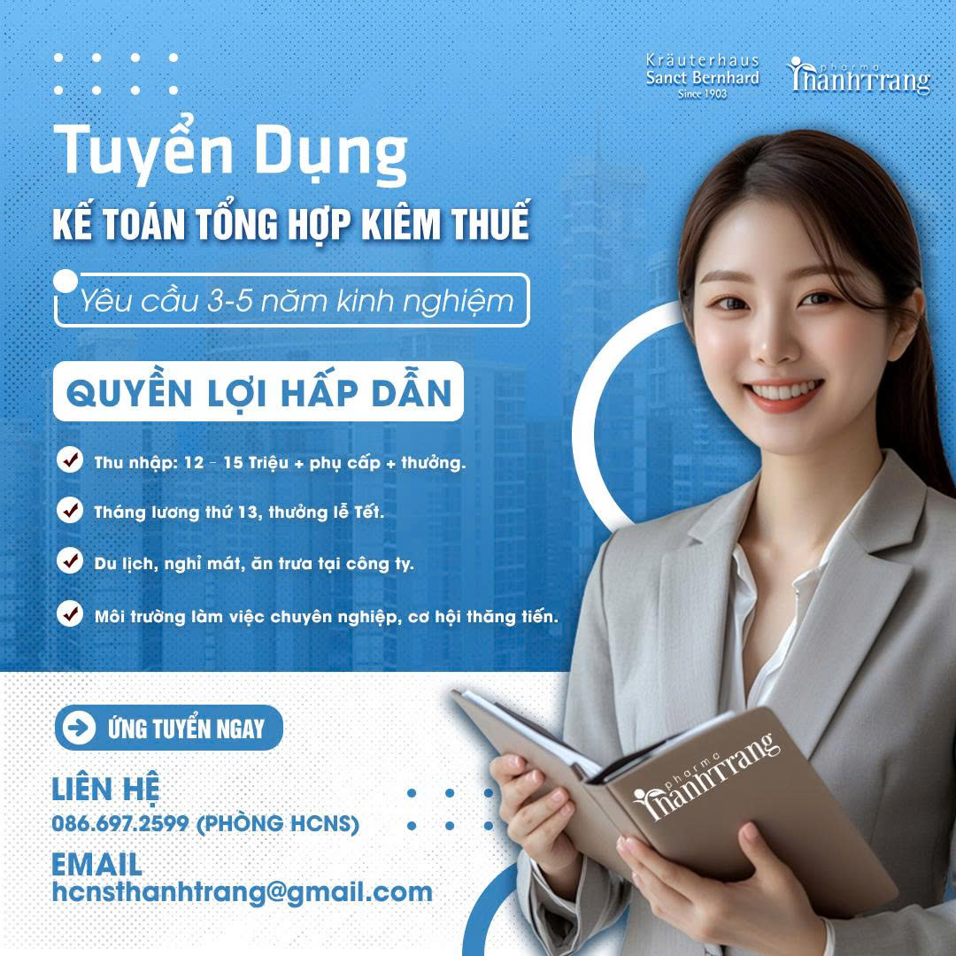 Thanh Trang Pharma Tuyển Dụng Kế Tổng Hợp Kiêm Thuế Tại Hà Nội