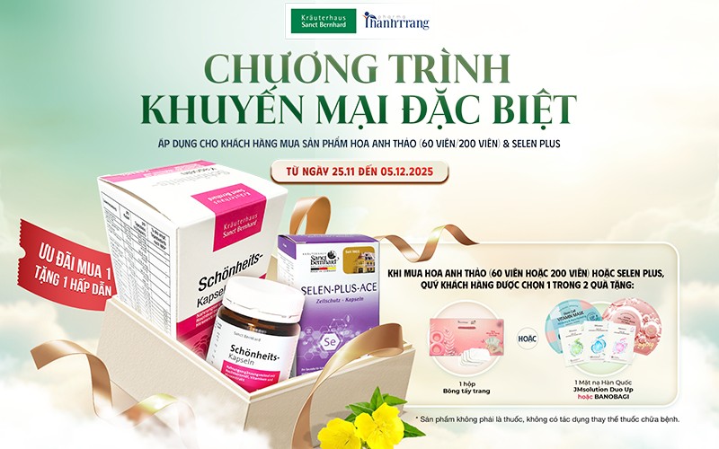 Black Friday 2025: Mua 1 Tặng 1 Thanh Trang Pharma - Viên Uống Hoa Anh Thảo & Selen Plus