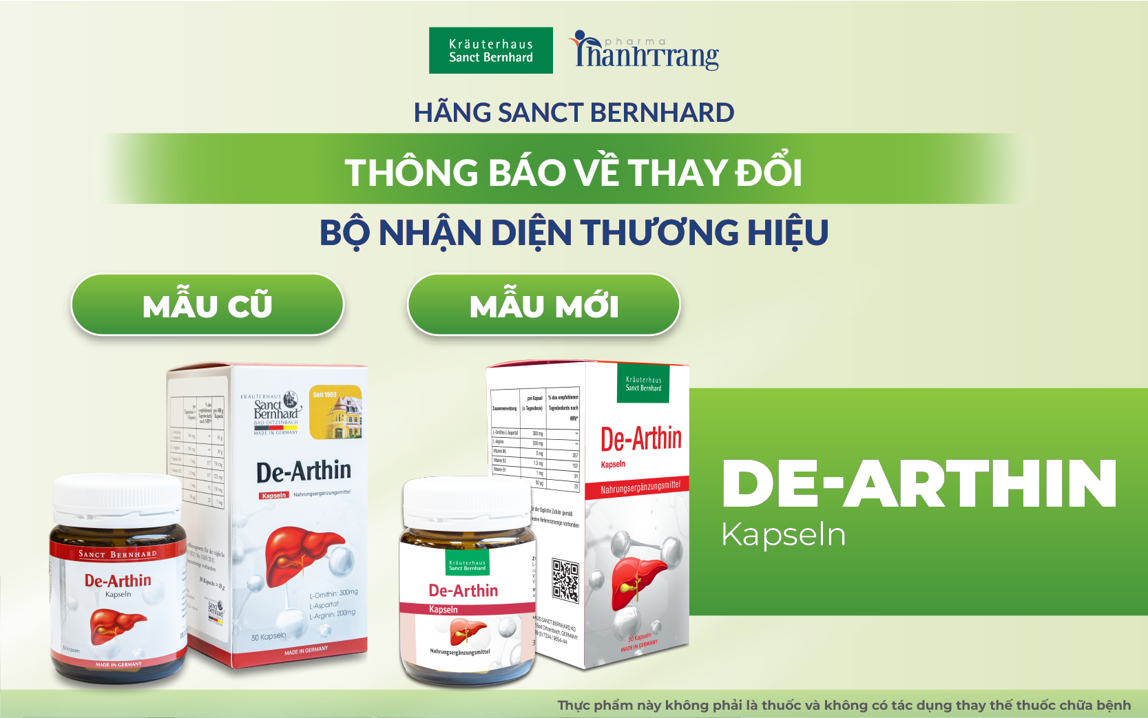 THÔNG BÁO THAY ĐỔI NHẬN DIỆN THƯƠNG HIỆU SẢN PHẨM DE ARTHIN SANCT BERNHARD