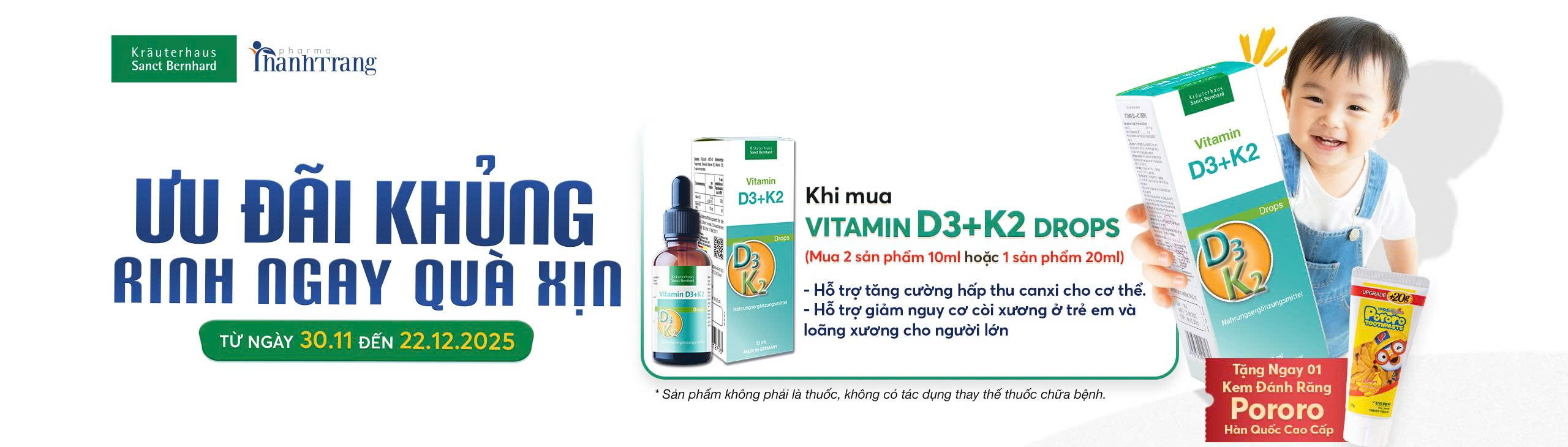Chương trình khuyến mại vitamin D3K2 Drops