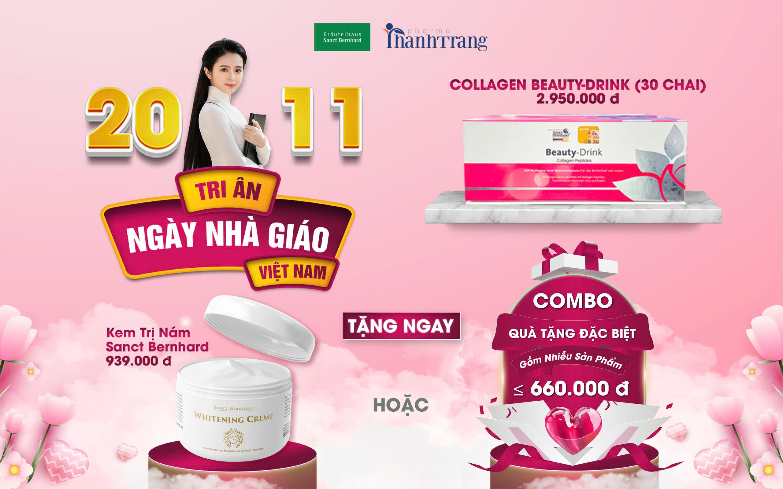 Ưu Đãi Collagen Beauty Drink Mừng Ngày Nhà Giáo 20/11 – Quà Tặng Trị Giá Lên Đến 939.000đ