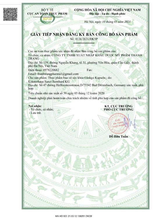 Viên uống bổ não lá bạch quả GINKGO KAPSELN