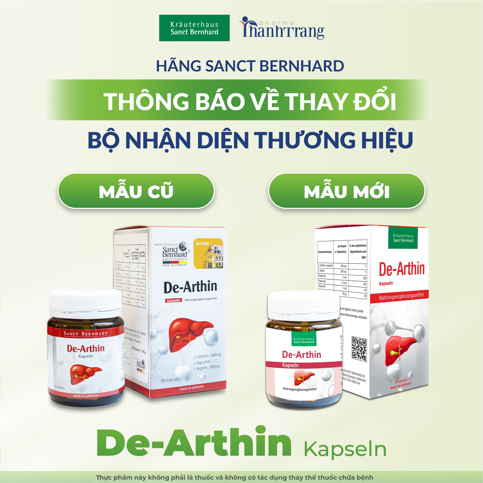 THÔNG BÁO THAY ĐỔI NHẬN DIỆN THƯƠNG HIỆU SANCT BERNHARD SẢN PHẨM DE ARTHIN