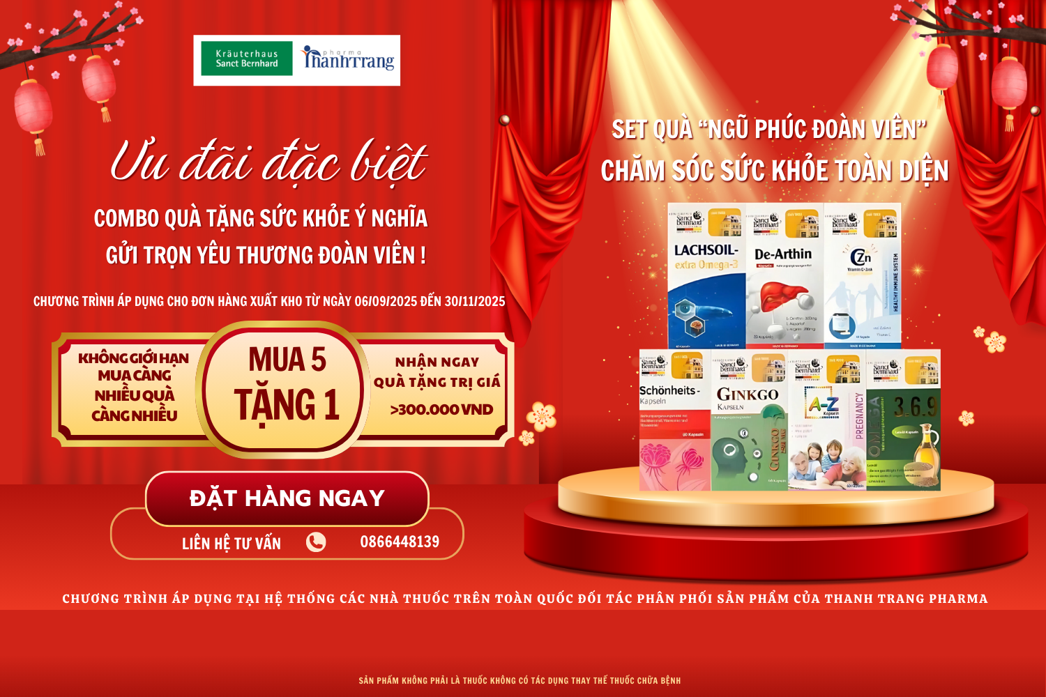 Combo set quà trung thu “Ngũ Phúc Đoàn Viên – Sức Khỏe Toàn Diện