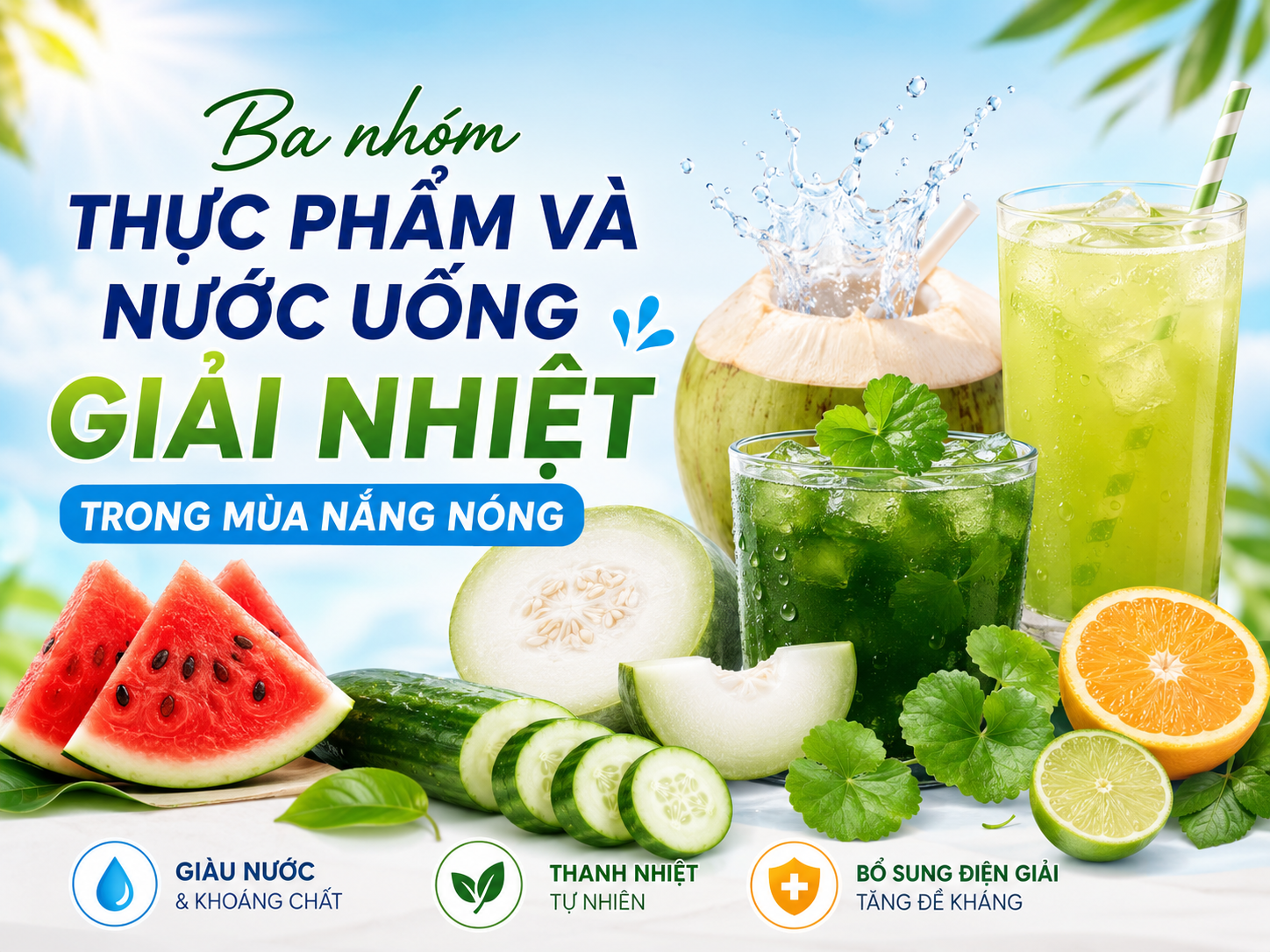 Nước uống giải nhiệt và thực phẩm "làm mát" cơ thể từ bên trong